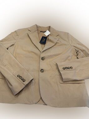 Polo Ralph Lauren Women’s Blazer Jacket Cotton Tan 2 Button Close Sz 10 NWT